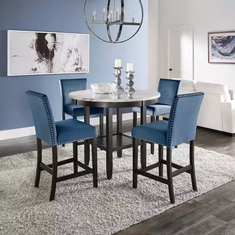Salle à manger Banforth – 5 pièces – Bleu – iNSPIRE Q