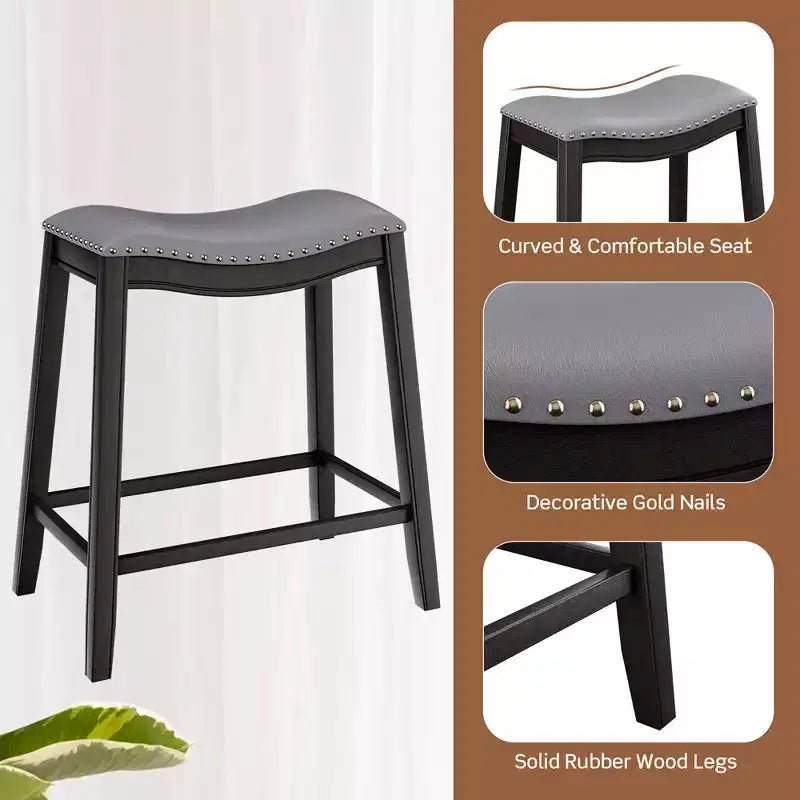 Ensemble de table de bar et de 4 tabourets de selle rembourrés Costway 5 pièces, hauteur comptoir